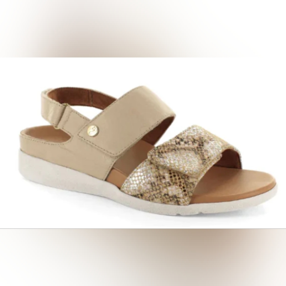 Strive Riviera Sandals- Almond/Snake Metallic, Size 8 (EU 39)